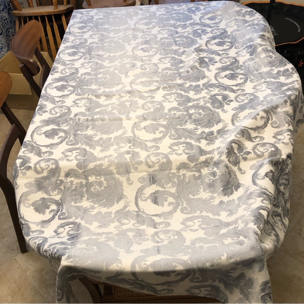 Damask Silvery Gray Tablecloth 57”x82”